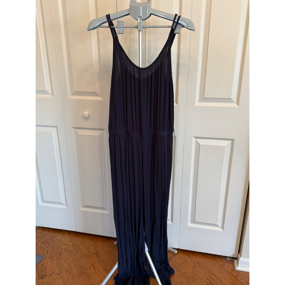 Soft Surroundings Navy Blue Sleeveless Wide‎ Leg Jumpsuit Women's Size XL